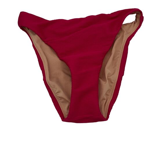 New J. Crew Fuchsia High Rise Ribbed Cheeky Bikini Swim Bathing Suit Bottom XXS - Picture 2 of 8
